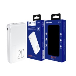 DENMEN POWER BANK DP07 WITH DUAL USB PORTS 20000MAH WHITE DENMEN POWER BANK DP07 WITH DUAL USB PORTS 20000MAH WHITE
